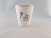 Gobelet porcelaine - Décoration Bicyclette rose