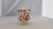 Mug et son couvercle- Décor Rose fraise des bois