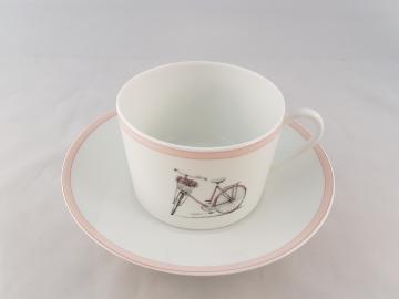 Soucoupe et tasse Bicyclette rose