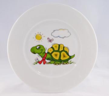 Assiette plate en porcelaine décor Tortue - Création unique et personnalisable