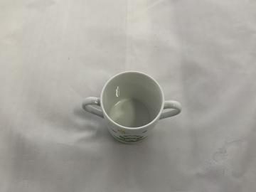 Tasse deux-anses en porcelaine- Décor Grenouille -Création Unique et Personnalisable