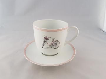 Soucoupe et tasse Bicyclette rose