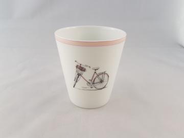 Gobelet porcelaine - Décoration Bicyclette rose