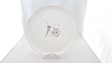 Plat à Tarte- Décor Bicyclette Rose