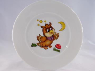 Assiette plate en porcelaine décor Hibou- Création unique et personnalisable