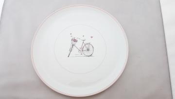 Plat à Tarte- Décor Bicyclette Rose