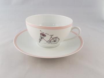 Soucoupe et tasse Bicyclette rose