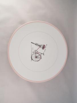 Assiette Plate-Décoration Bicyclette rose