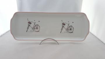 Plat à Cake- Décor Bicyclette Rose