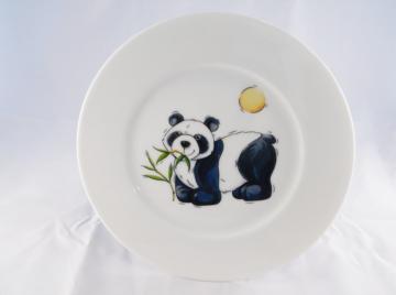 Assiette plate en porcelaine décor Panda - Création unique et personnalisable