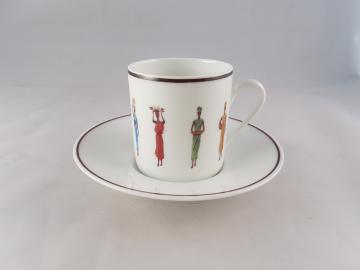 Soucoupe et tasse Café porcelaine - Décoration Afrique