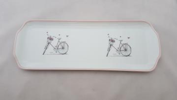 Plat à Cake- Décor Bicyclette Rose