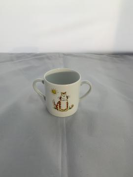 Tasse Deux-Anses en porcelaine-Décoration Chat-Création Unique et Personnalisable