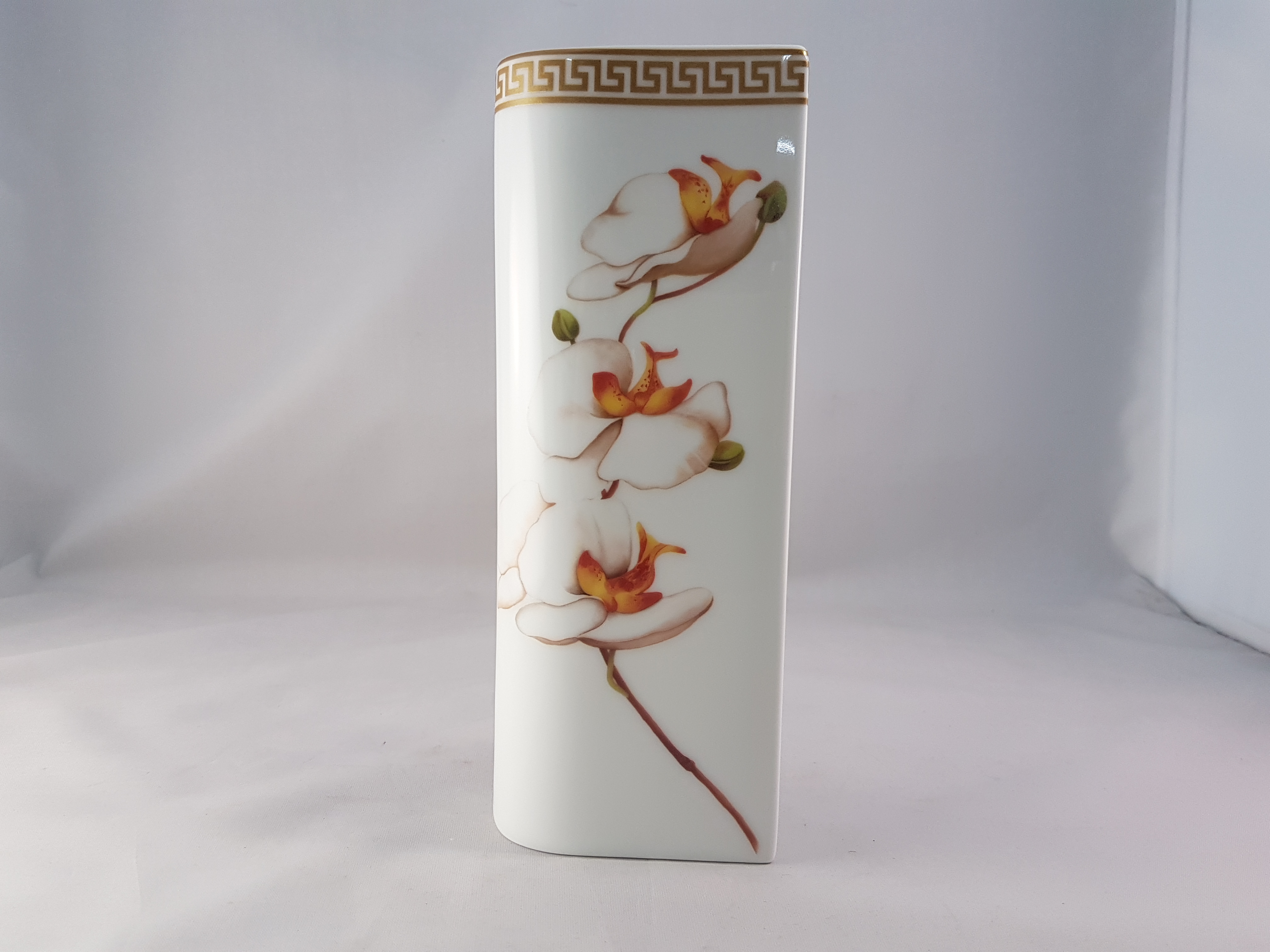 Vase Soliflore Porcelaine - Décor Fleurs Et Papillon - Bergère De France - Occasion